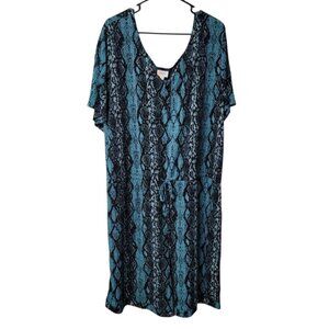 Lularoe Romper Teal Blue Short Sleeve Drawstring Waist Shorts Pockets Women's 3X